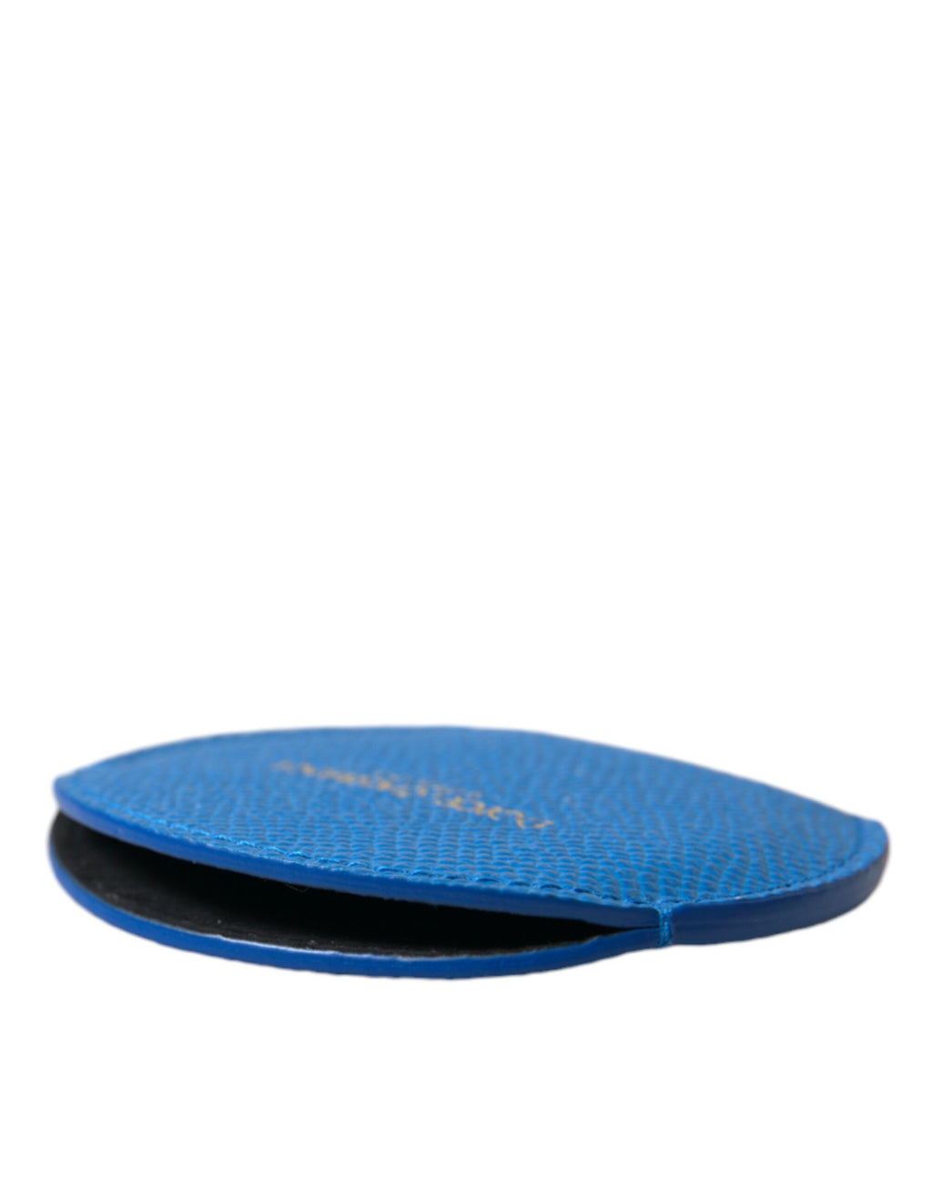 Dolce & Gabbana Blue Calfskin Leather Round Logo Hand Mirror Holder - Maison Luxe