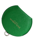 Dolce & Gabbana Green Calfskin Leather Round Logo Hand Mirror Holder - Maison Luxe