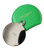 Dolce & Gabbana Green Calfskin Leather Round Logo Hand Mirror Holder - Maison Luxe