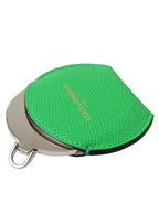 Dolce & Gabbana Green Calfskin Leather Round Logo Hand Mirror Holder - Maison Luxe