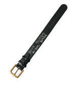 Dolce & Gabbana Black Textured Leather Gold Tone Metal Buckle Armband - Maison Luxe
