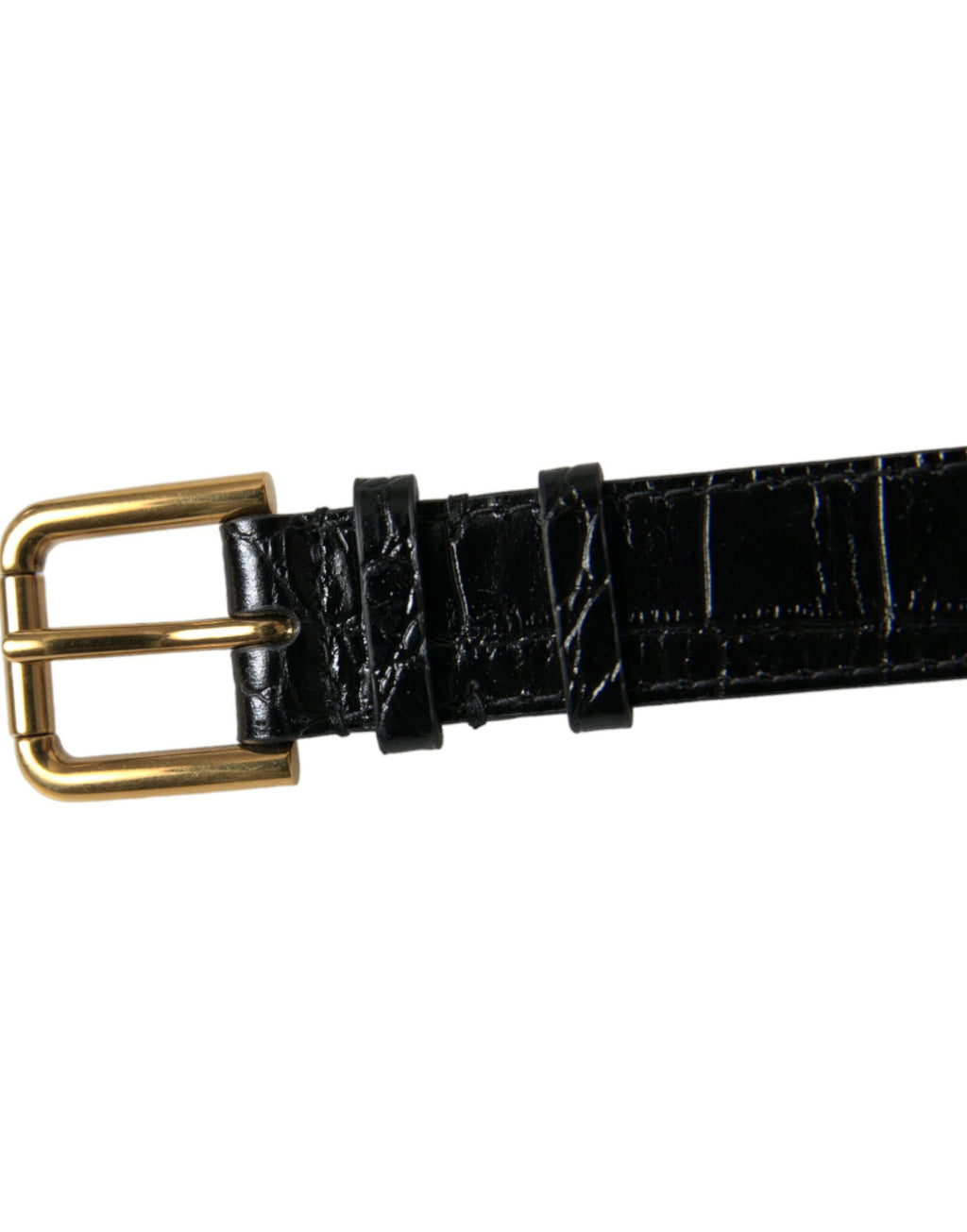 Dolce & Gabbana Black Textured Leather Gold Tone Metal Buckle Armband - Maison Luxe
