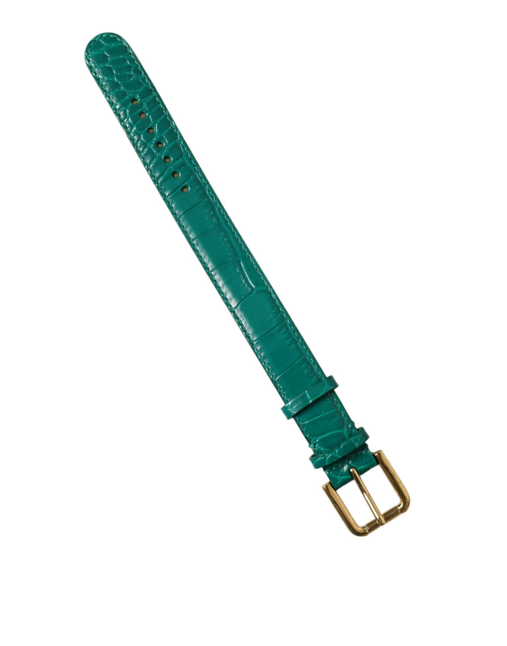 Dolce & Gabbana Green Textured Leather Gold Tone Metal Buckle Neckband - Maison Luxe