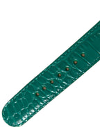 Dolce & Gabbana Green Textured Leather Gold Tone Metal Buckle Neckband - Maison Luxe