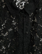 Dolce & Gabbana Black Floral Lace Long Sleeves Blouse Top