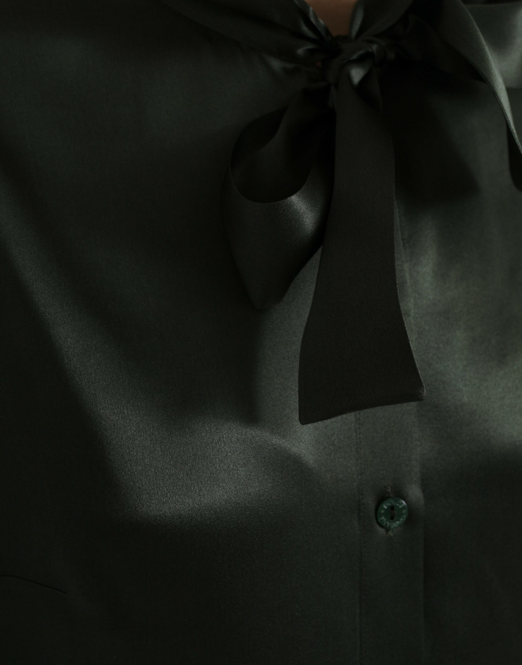 Dolce & Gabbana Gray Long Sleeves Ascot Collar Blouse Top