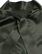 Dolce & Gabbana Gray Long Sleeves Ascot Collar Blouse Top