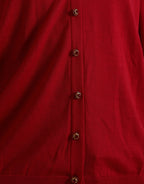 Dolce & Gabbana Red Wool V-neck Buttoned Cardigan Sweater