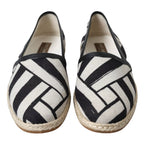 Dolce & Gabbana Black White Stripes Slip On Espadrille Shoes