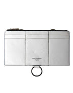 Dolce & Gabbana White Calfskin Leather Large Crossbody Card Holder Wallet