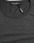 Dolce & Gabbana Dark Gray Cotton Crew Neck T-shirt