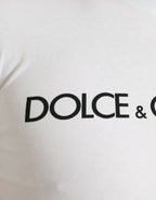Dolce & Gabbana White Logo Print Cotton Crew Neck T-shirt