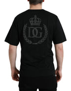 Dolce & Gabbana Black Logo Embossed Crew Neck Short Sleeves T-shirt