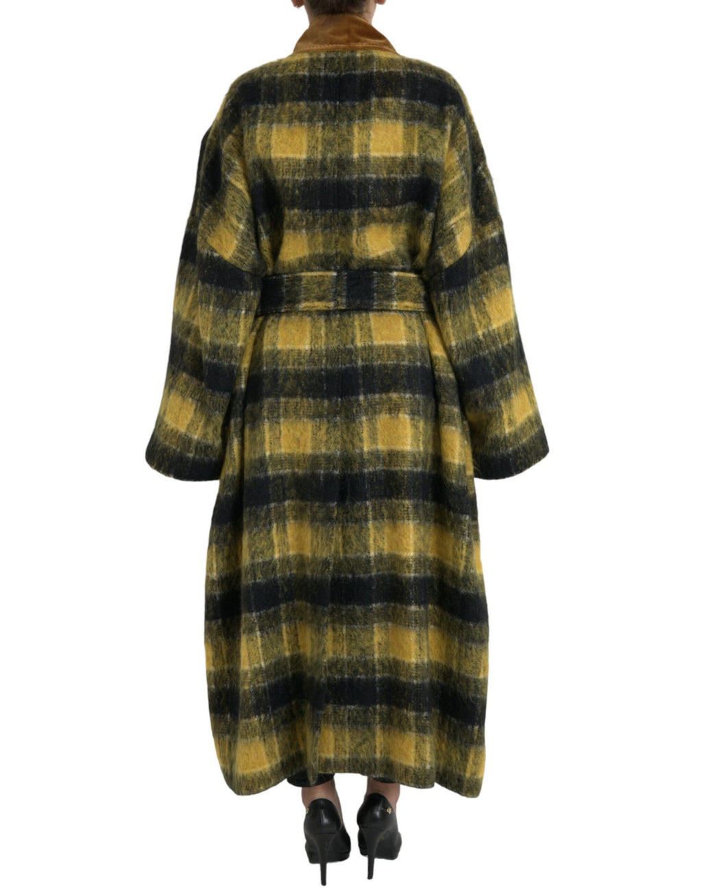 Dolce & Gabbana Yellow Checkered Long Sleeve Coat Jacket