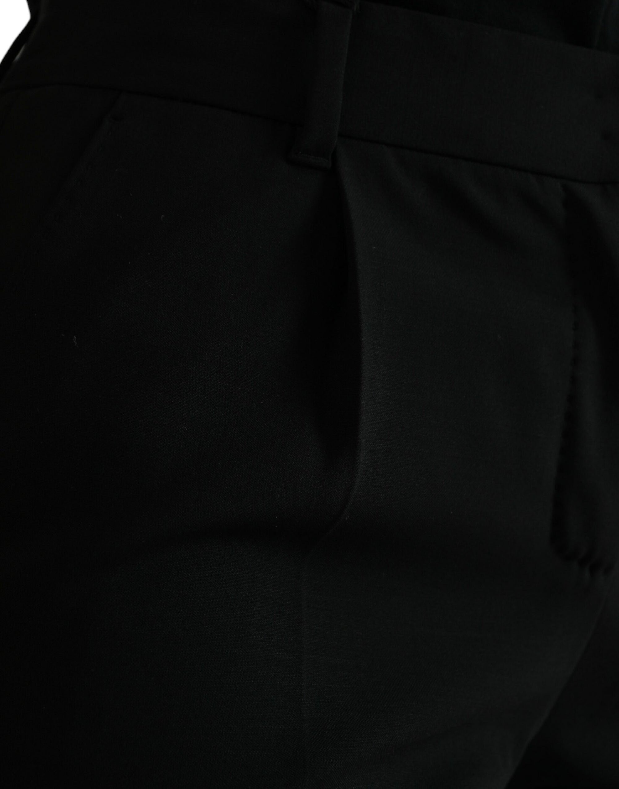 Dolce & Gabbana Black Wool Mid Waist Tapered Pants