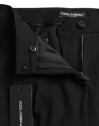 Dolce & Gabbana Black Wool Mid Waist Tapered Pants