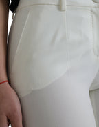 Dolce & Gabbana White Wool Mid Waist Tapered Pants