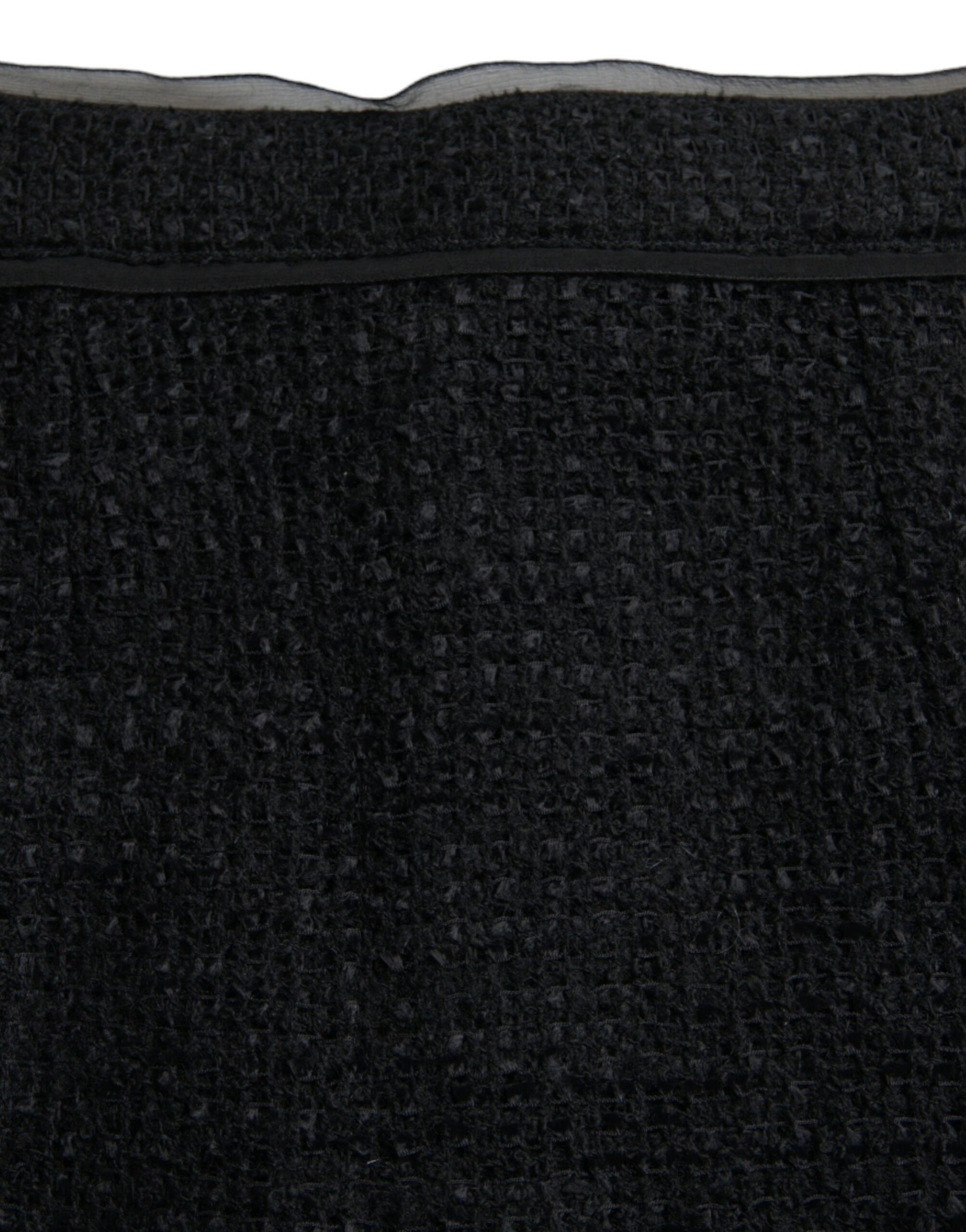 Dolce & Gabbana Black Wool High Waist Pencil Cut Midi Skirt