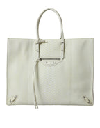 Balenciaga White Yellow Exotic Skin Leather Shopping Tote PAPIER Bag