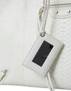 Balenciaga White Yellow Exotic Skin Leather Shopping Tote PAPIER Bag