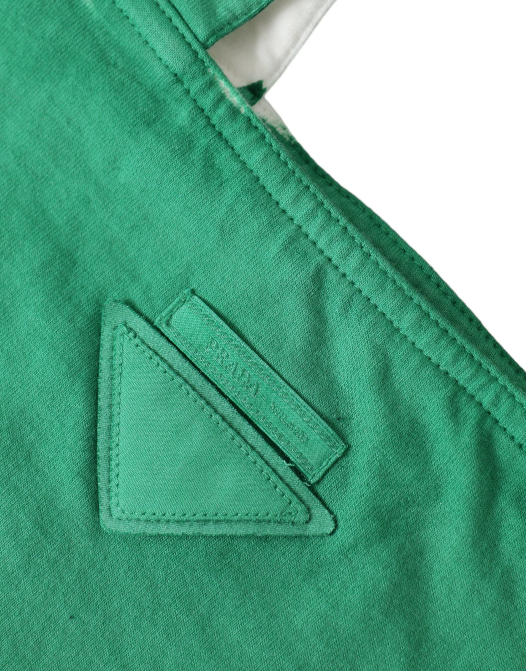 Prada Green Jersey Fabric Logo Shoulder Shopping Tote Shopping Bag
