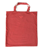 Prada Red Jersey Fabric Logo Shoulder Shopping Tote Bag