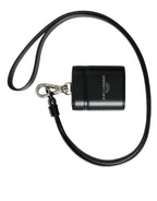 Dolce & Gabbana Black Leather Strap Silver Metal Logo Printed Airpods Case - Maison Luxe