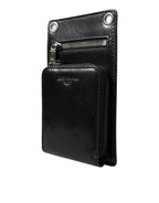 Dolce & Gabbana Wallet Black Horse Leather Zip Logo Cross Body Phone Slot - Maison Luxe