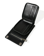 Dolce & Gabbana Wallet Black Horse Leather Zip Logo Cross Body Phone Slot - Maison Luxe