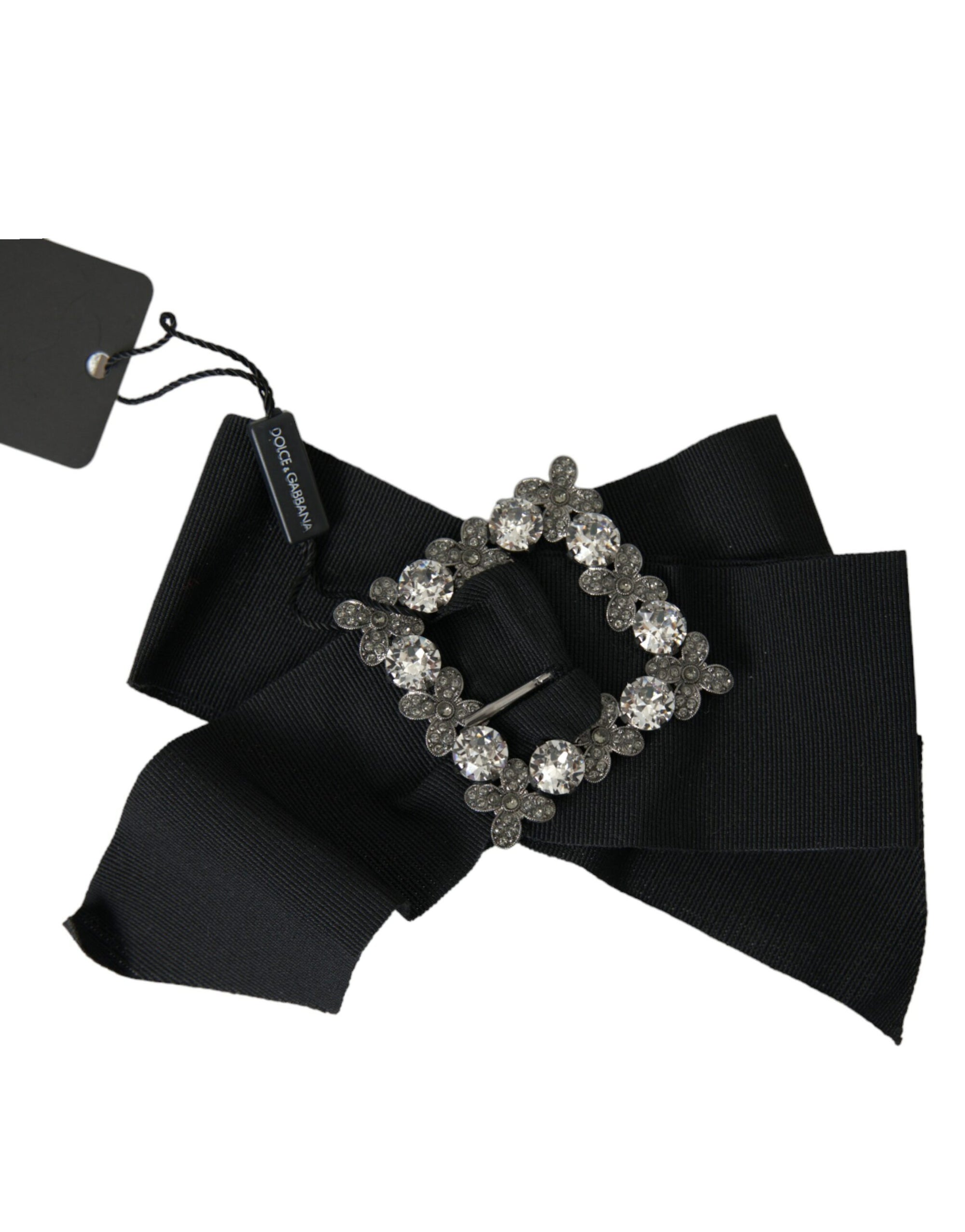 Dolce & Gabbana Black Swarovski Crystal Embellished Hair Clip - Maison Luxe
