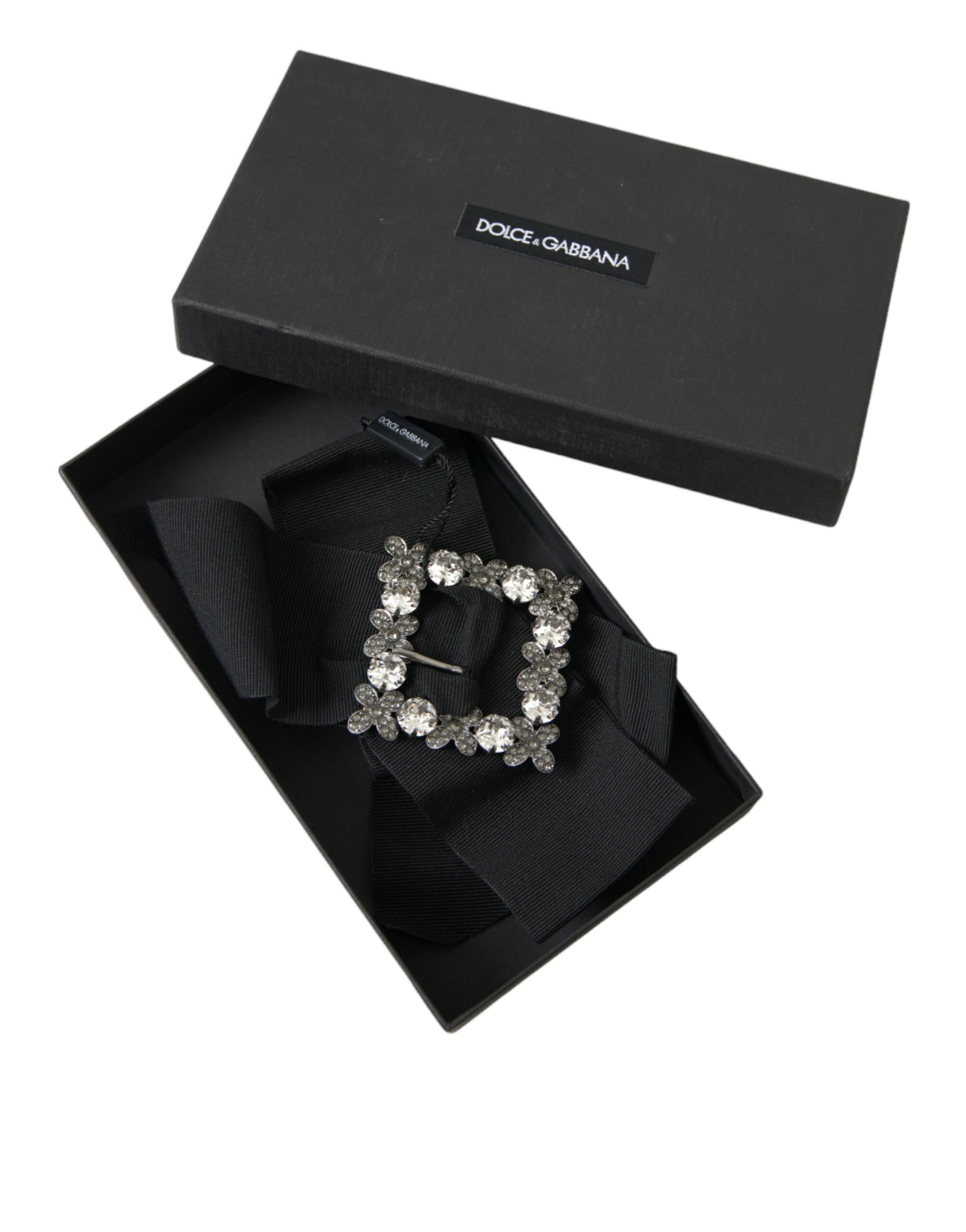 Dolce & Gabbana Black Swarovski Crystal Embellished Hair Clip - Maison Luxe