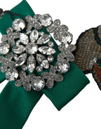 Dolce & Gabbana Green Satin Bird Crystal Women Hair Clip - Maison Luxe