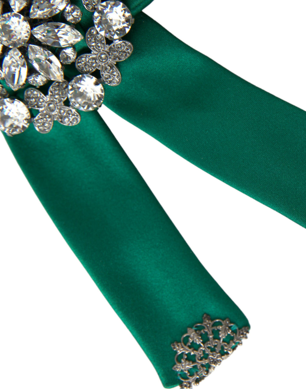Dolce & Gabbana Green Satin Bird Crystal Women Hair Clip - Maison Luxe