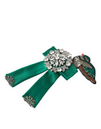 Dolce & Gabbana Green Satin Bird Crystal Women Hair Clip - Maison Luxe