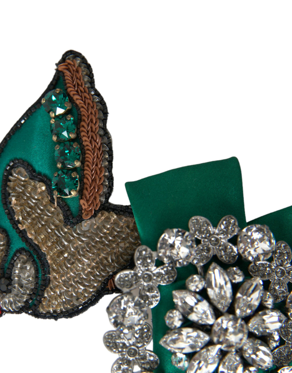 Dolce & Gabbana Green Satin Bird Crystal Women Hair Clip - Maison Luxe