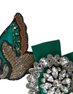 Dolce & Gabbana Green Satin Bird Crystal Women Hair Clip - Maison Luxe