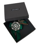 Dolce & Gabbana Green Satin Bird Crystal Women Hair Clip - Maison Luxe