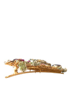 Dolce & Gabbana Gold Brass Floral Crystal Sequined Hair Clip - Maison Luxe