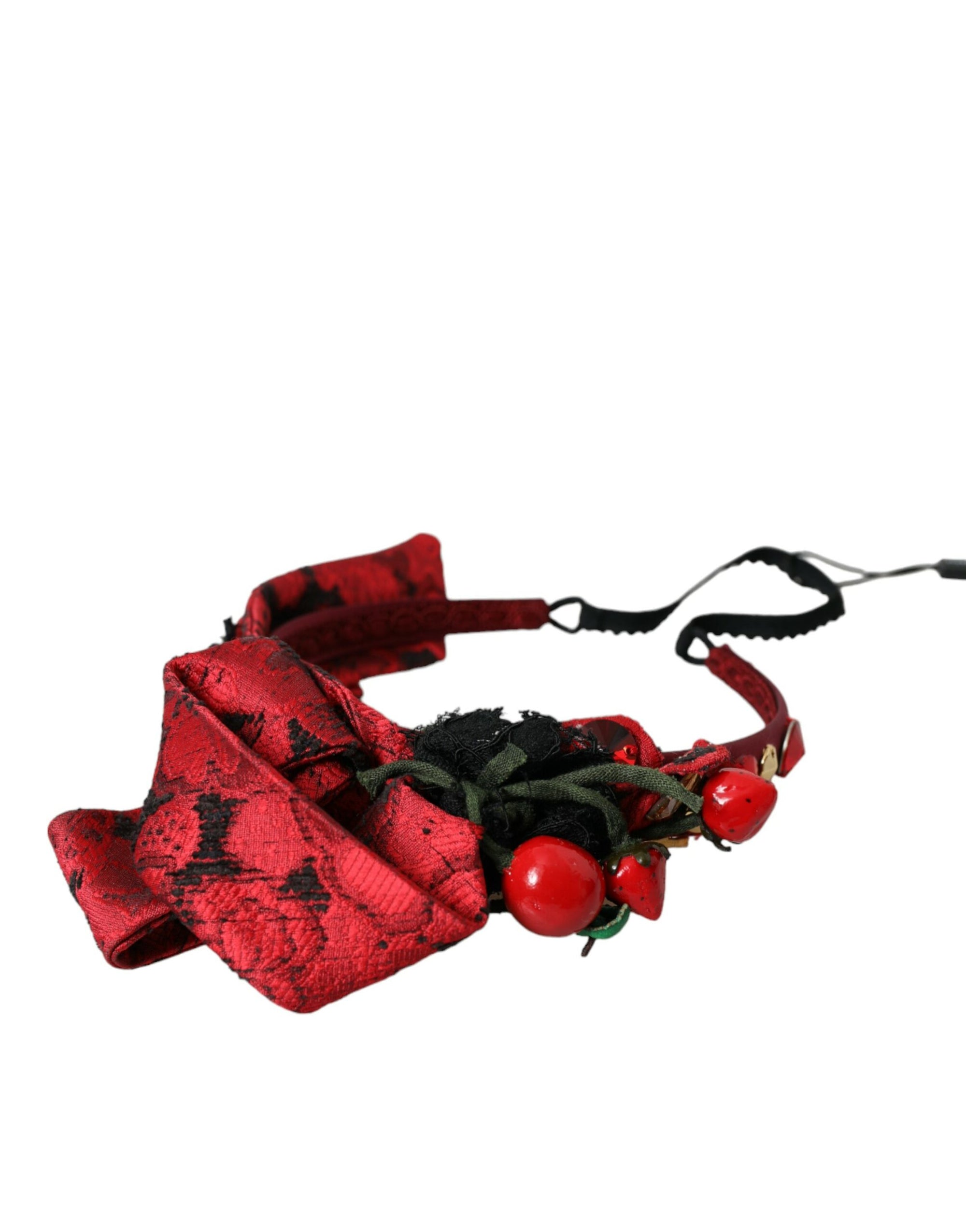 Dolce & Gabbana Red Cherry Sicily Embellished Women Hairband Diadem - Maison Luxe
