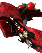 Dolce & Gabbana Red Cherry Sicily Embellished Women Hairband Diadem - Maison Luxe
