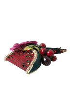 Dolce & Gabbana Red Watermelon Cherry Crystal Hairband Statement Diadem - Maison Luxe