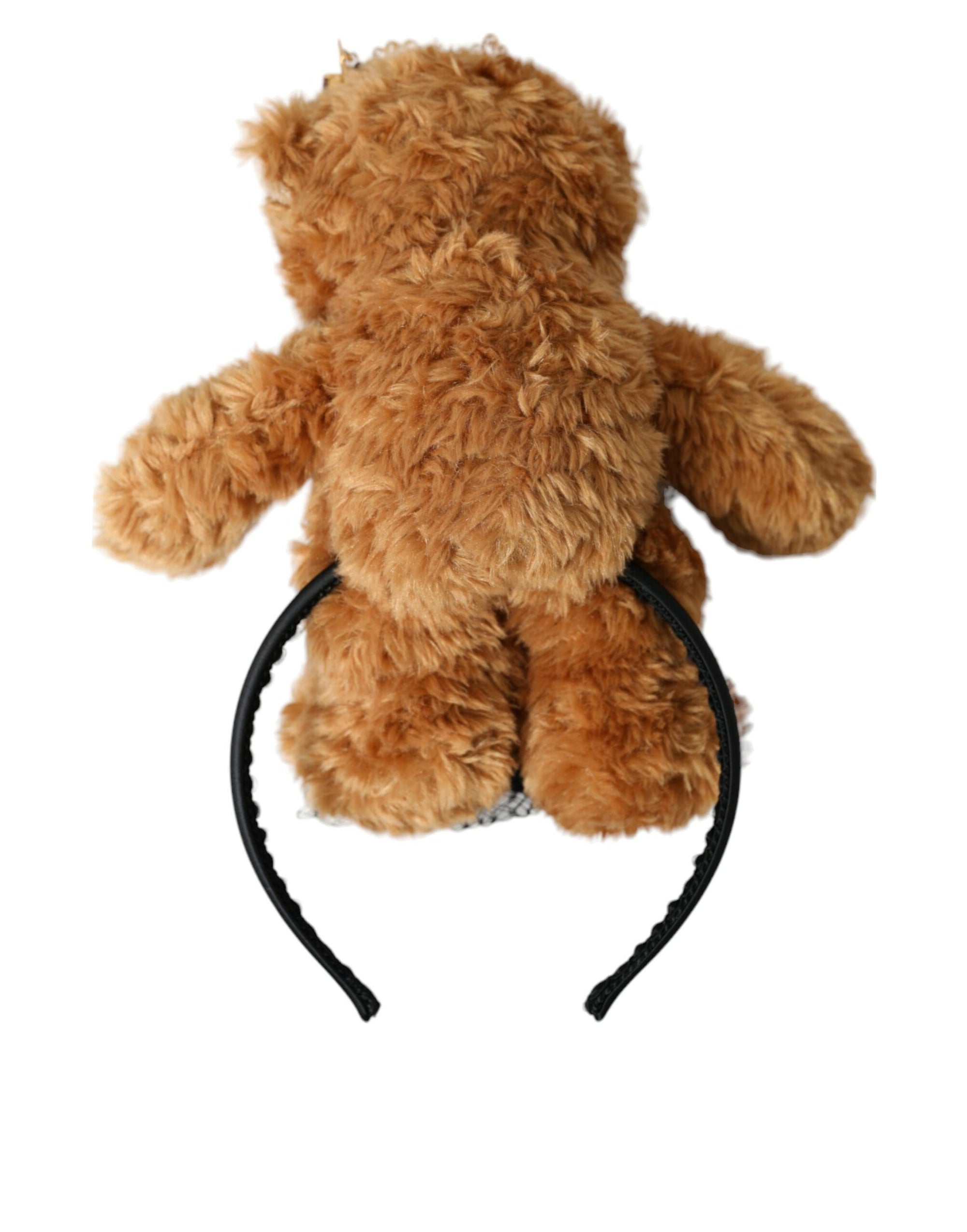 Dolce & Gabbana Brown Teddy Bear Gold Crystal Crown Hair Band Diadem - Maison Luxe