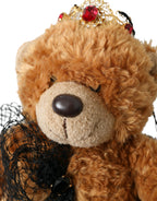 Dolce & Gabbana Brown Teddy Bear Gold Crystal Crown Hair Band Diadem - Maison Luxe
