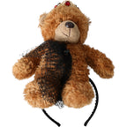 Dolce & Gabbana Brown Teddy Bear Gold Crystal Crown Hair Band Diadem - Maison Luxe