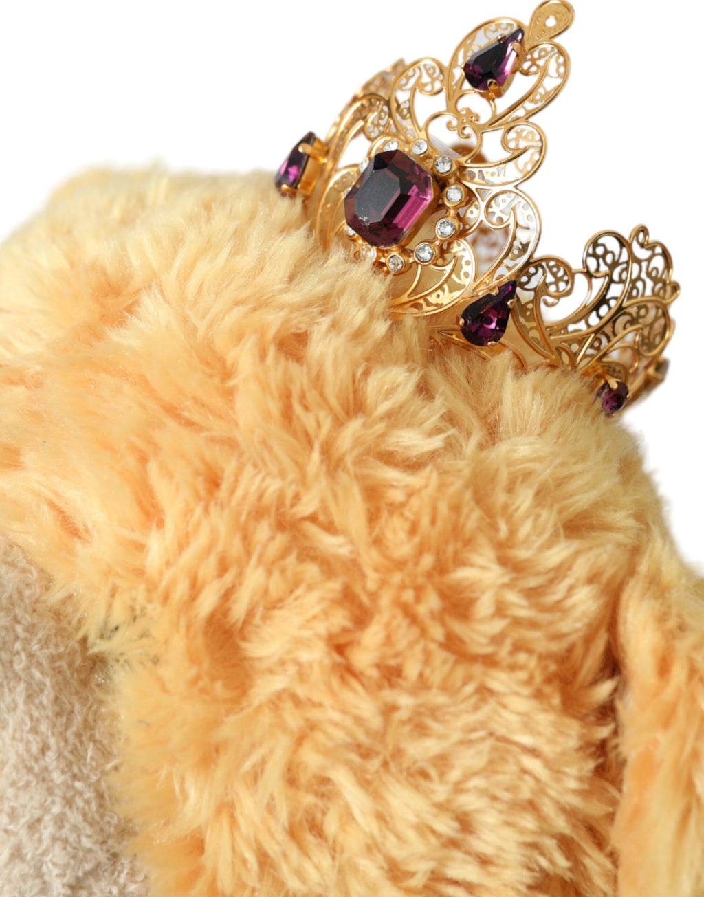 Dolce & Gabbana Brown Teddy Bear Gold Crystal Crown Hair Band Diadem - Maison Luxe