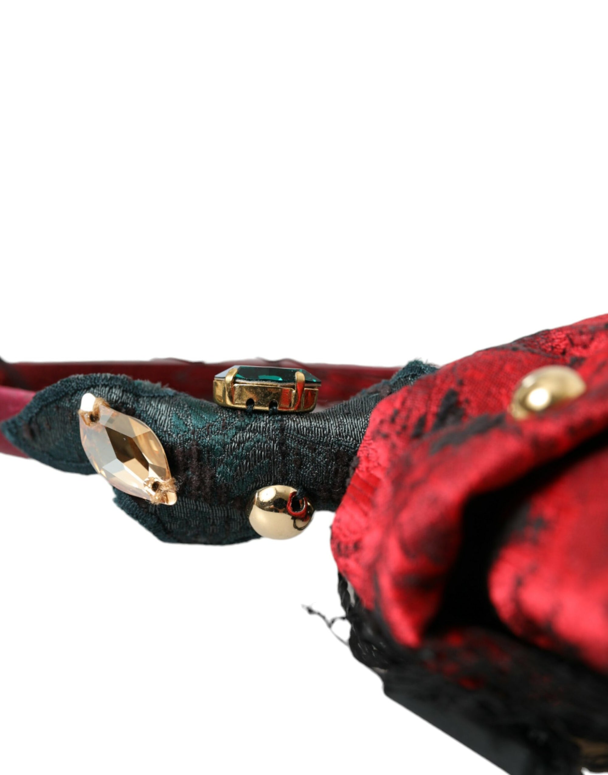 Dolce & Gabbana Multicolor Rose Silk Crystal Netted Logo Headband Diadem - Maison Luxe