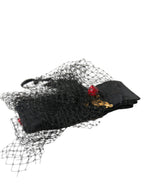 Dolce & Gabbana Black Strawberry Sicily Crystal Mesh Net Headband Diadem - Maison Luxe