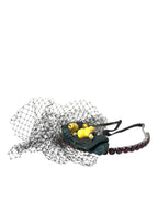 Dolce & Gabbana Black Lemons Sicily Purple Crystal Net Headband Diadem - Maison Luxe