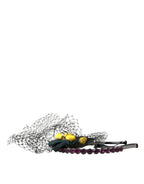 Dolce & Gabbana Black Lemons Sicily Purple Crystal Net Headband Diadem - Maison Luxe