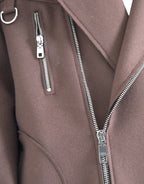 Dolce & Gabbana Brown Coat Short Biker Wool Jacket